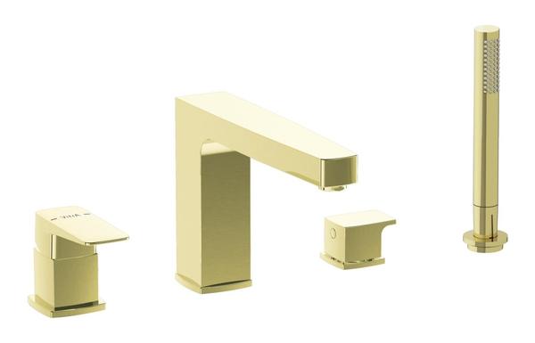 VitrA Root Square 4-Hole Bath/Shower Mixer - Soft Gold
